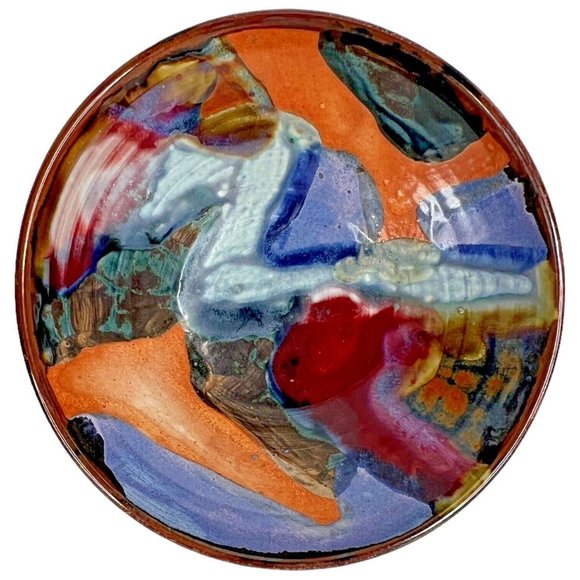 Bella Joy Studio Pottery Bowl Heidi Fahrenbacher Hand Made Purple Orange Signed - Picture 3 of 6